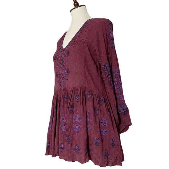 Free People Women's Red Arianna Embroidered Tunic‎ Dress Size XS - Picture 7 of 12